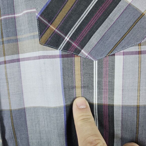 American Hero Brown & Gray Plaid Pearl Snap Size Large Long Sleeve Western Shirt - Picture 4 of 16